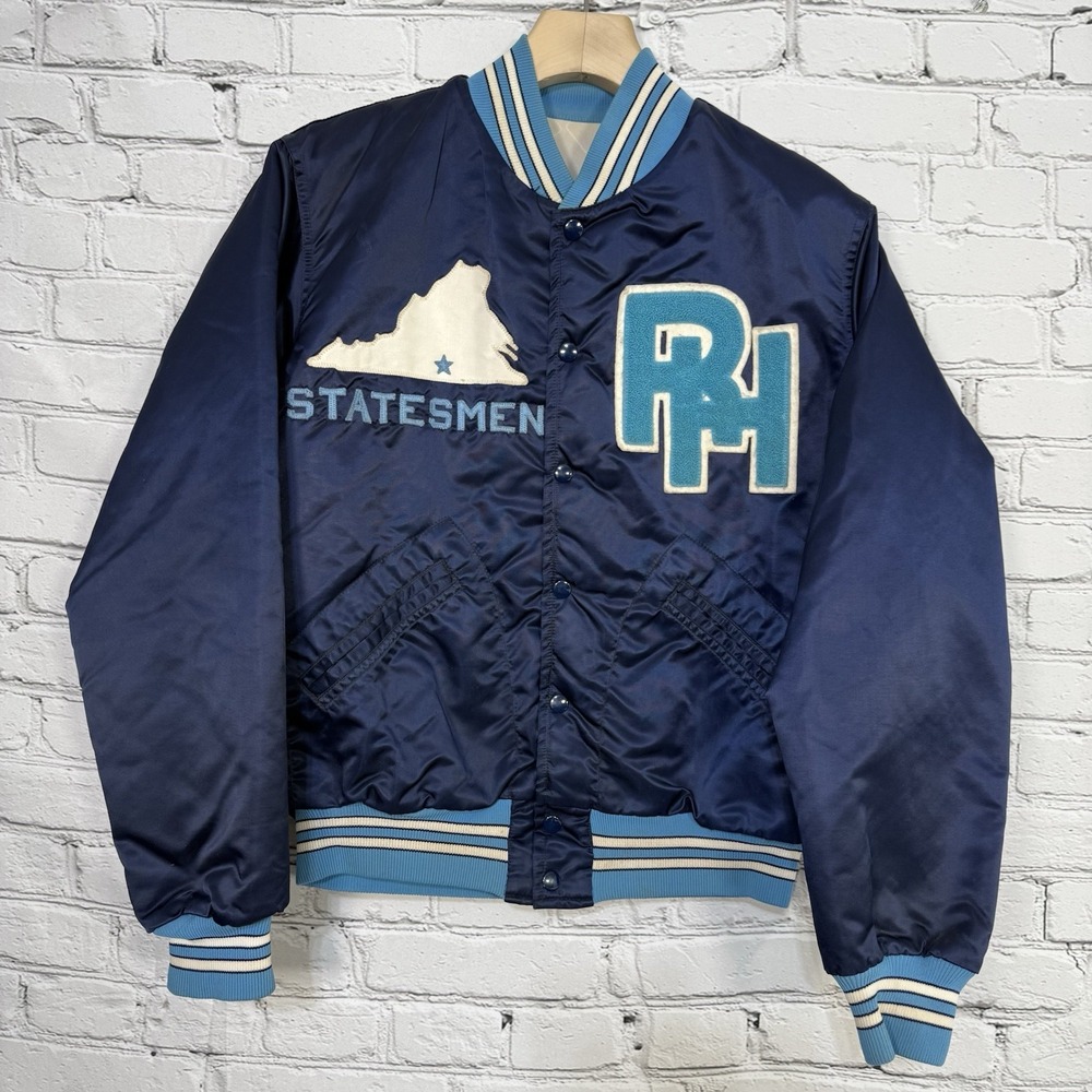 Vintage 80s Randolph Henry HS Letterman Jacket M Satin Varsity‎ Bomber AFL CIO